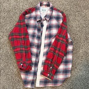 American Eagle Outfitters Red and White Plaid Button Down Shirt